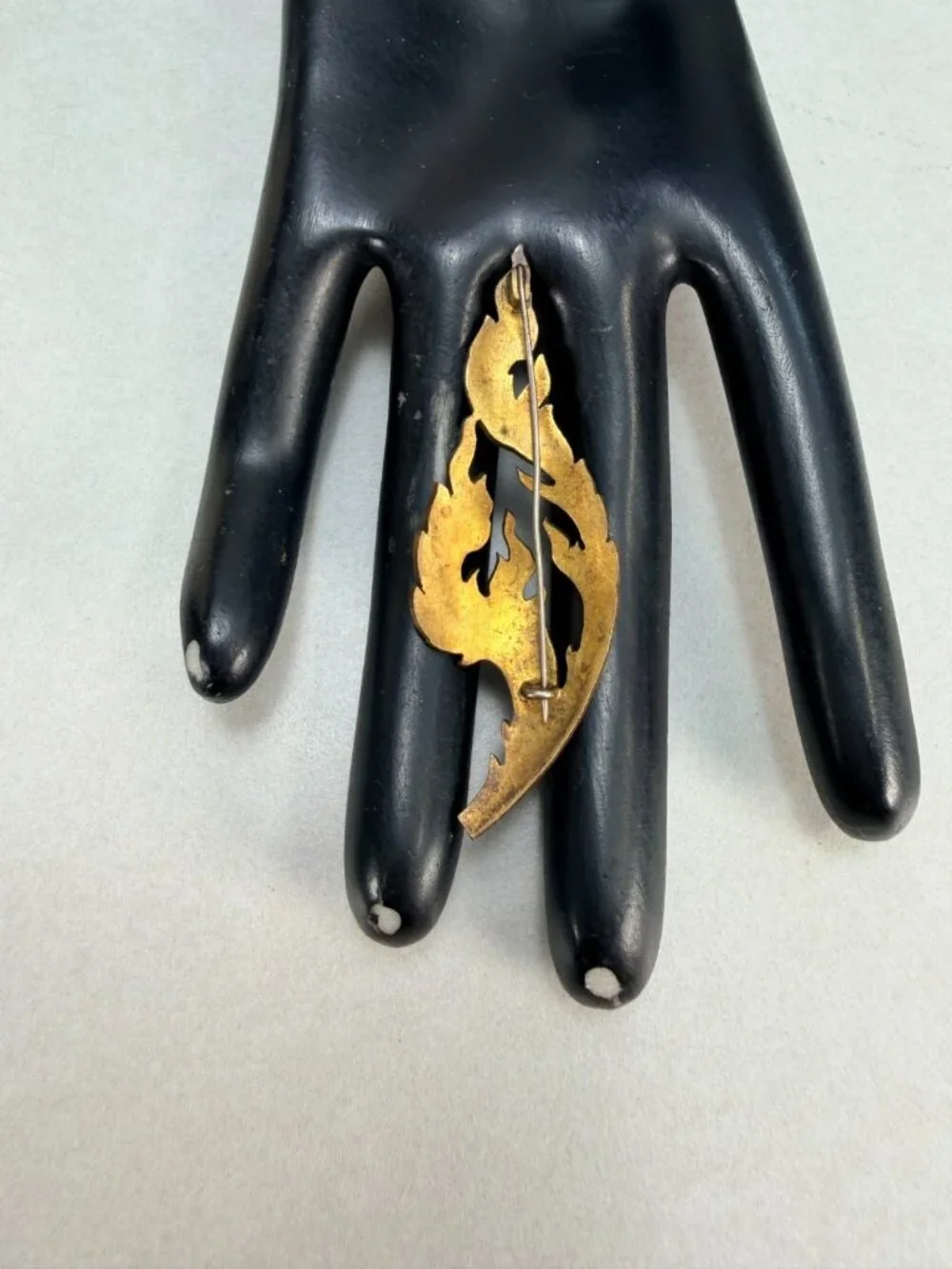 Vintage Siam Fire Flame Pin Brooch Abstract Fire Gold Tone Statement